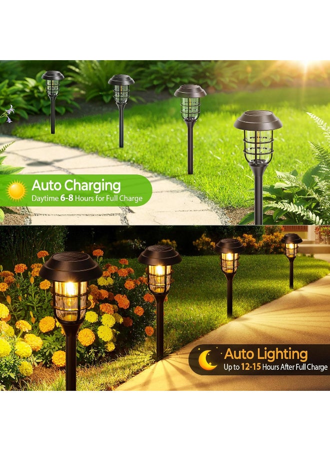 عالية الجودة مصابيح إضاءة خارجية تعمل بالطاقة الشمسية للممرات، عبوة من 4 مصابيح شمسية ساطعة، مقاومة للماء بمعيار IP66، تعمل تلقائيًا، إضاءة حدائق تعمل بالطاقة الشمسية للفناء والممرات ومداخل السيارات - أسود - Image 3