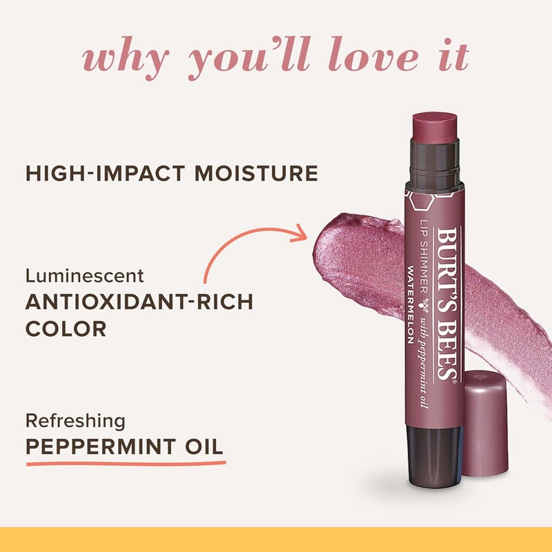 Burt's Bees Watermelon Lip Shimmer - Tinted Lip Balm Stick Set for All Day Hydration (4-Pack) - Image 3