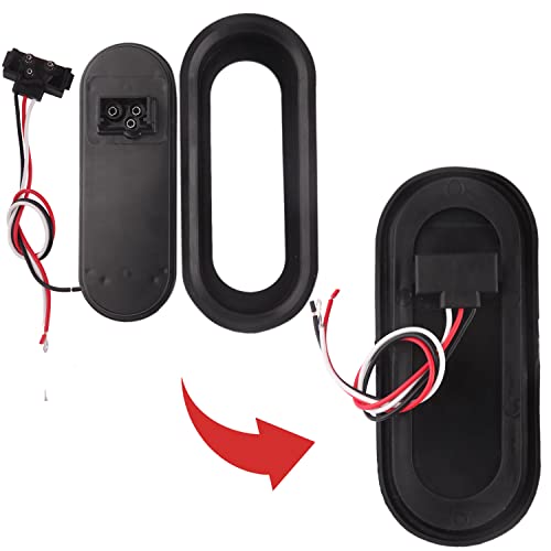 Konrali 4Pcs 6 Inch Oval Led Trailer Tail Lights 24 LED, 6" Oval Led Stop Turn Brake Tail Lights Red Trailer Reverse Backup Lights White for Trucks w/Grommets and 3 Prong Wire Pigtails (2Red + 2White) - Image 4