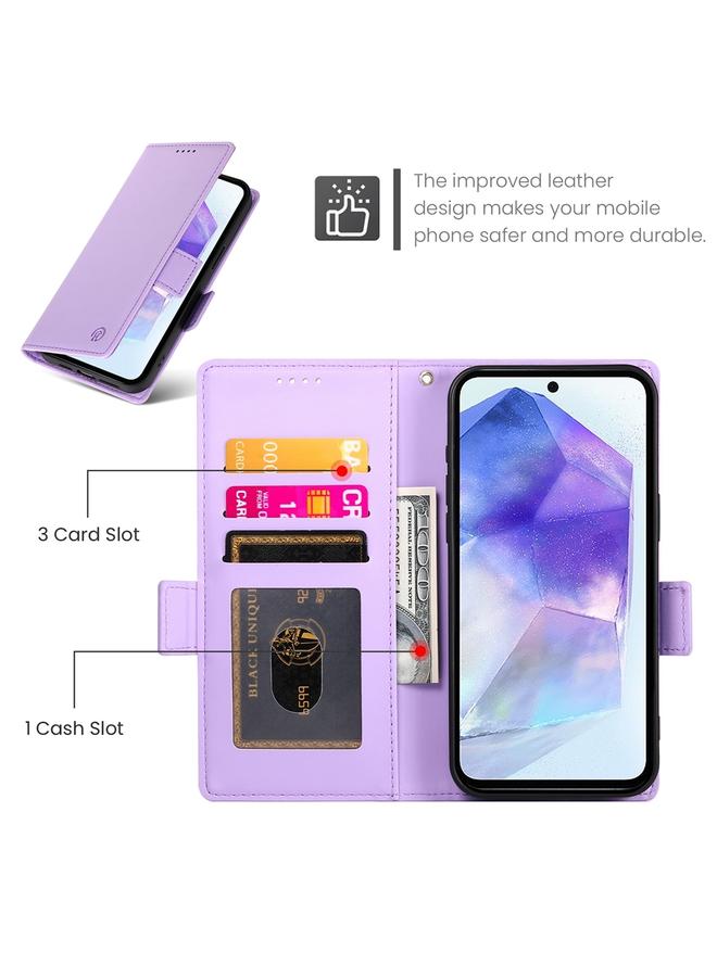 S-TOP Case For Samsung Galaxy A55 5G Side Buckle Magnetic Frosted Leather Phone Case - Image 4