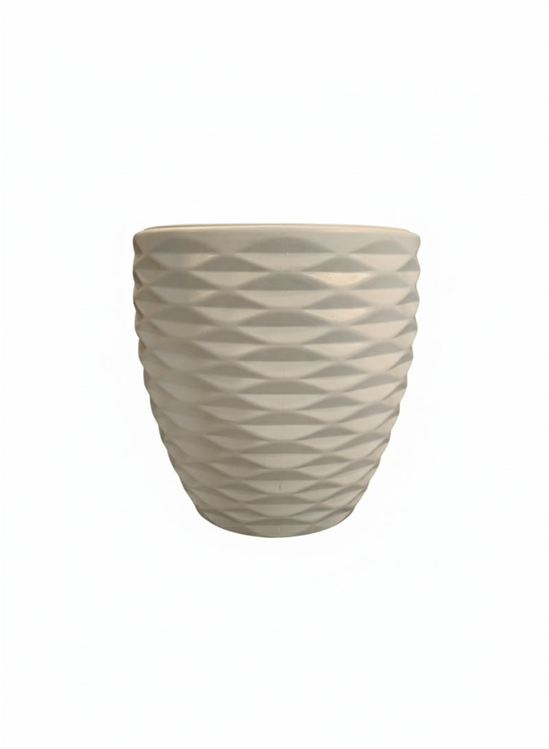 Modern medium plant pot with white cylindrical design - Image 1