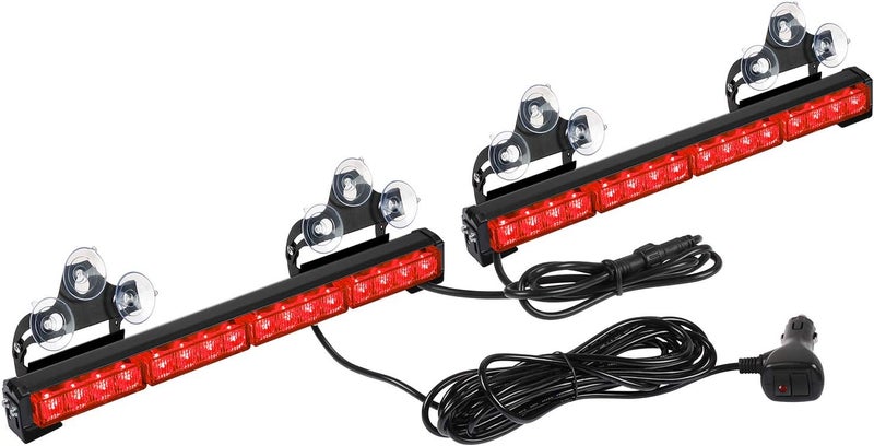 ASPL 2x16.8 inch Emergency Flashing LED Traffic Advisor Strobe Light Bar 32LED 26 Flash Patterns Interior Safety Warning Lights (Red) - Image 1