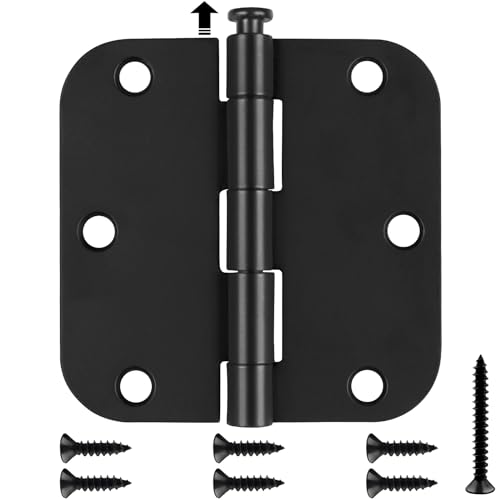 Estmoon 50 Pack 3.5 x 3.5 Inch Rounded Door Hinges Matte Black, 5/8" Radius Interior Hinges Heavy Duty Bifold Residential Hinges for Bathroom/Bedroom/Exterior/Internal Door, 6 Holes - Image 1