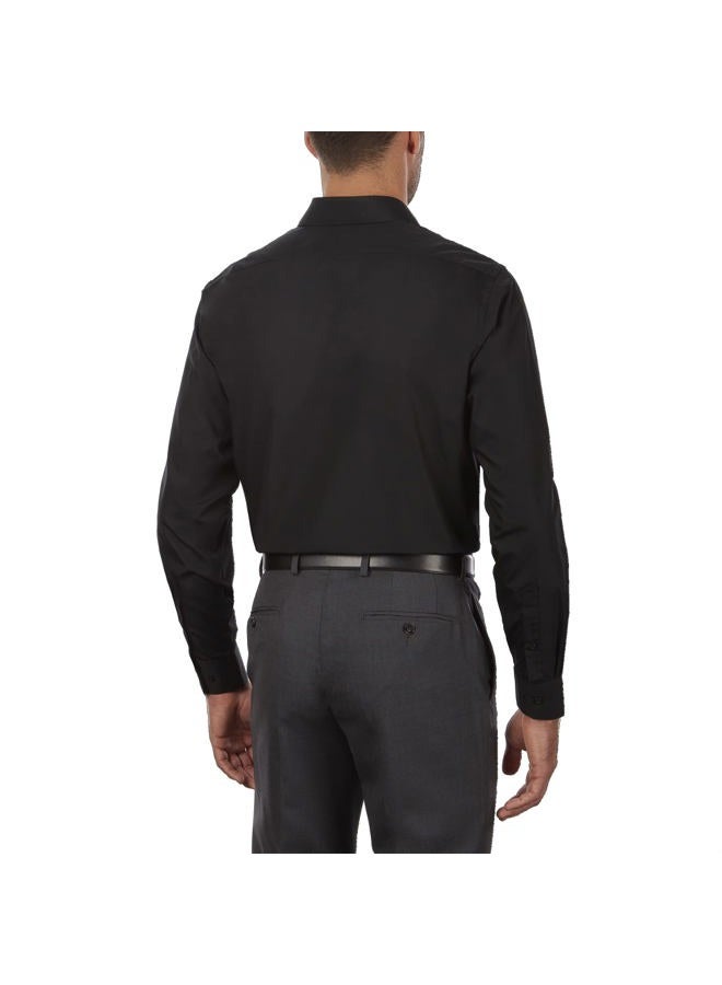 Van Heusen Mens Poplin Regular Fit Solid Point Collar Shirt, Color: Black, Size: 16 Neck / 34-35 Sleeve / L - Image 2