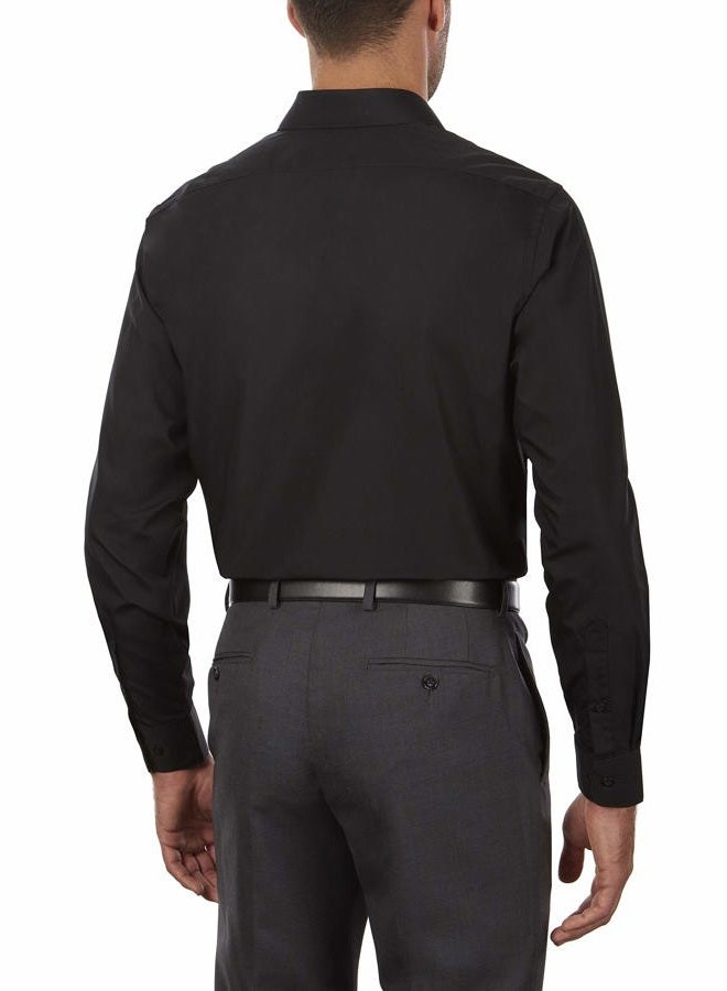 Van Heusen Mens Poplin Regular Fit Solid Point Collar Shirt, Color: Black, Size: 16 Neck / 34-35 Sleeve / L - Image 3