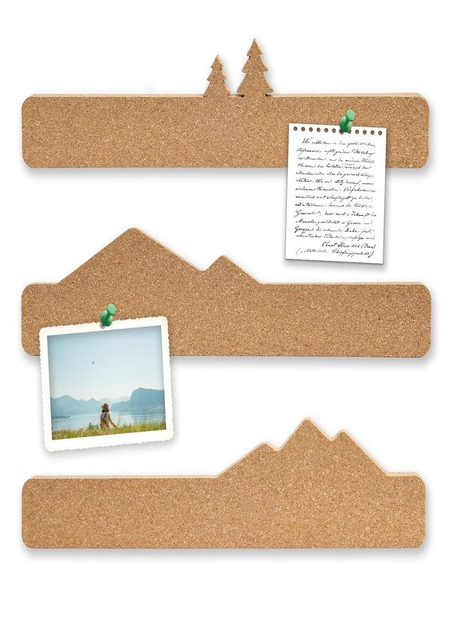 Aitakatta Mini Mountain Cork Board Strip, 3Packs Small Cork Boards for Wall, Moutains ande Trees Cork Tiles, Decorative Bulletin Board for School Office Home(SX-3p) - Image 1