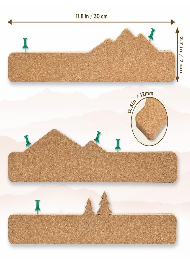 Aitakatta Mini Mountain Cork Board Strip, 3Packs Small Cork Boards for Wall, Moutains ande Trees Cork Tiles, Decorative Bulletin Board for School Office Home(SX-3p) - Image 2