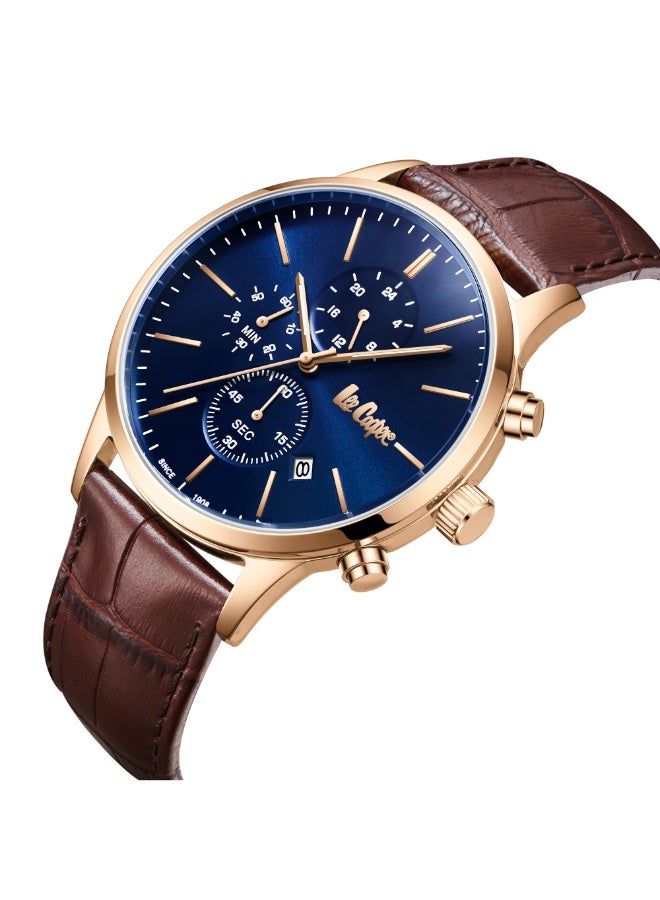 Lee Cooper ساعة متعددة الوظائف للرجال من الجلد LC08154.494 - 44 مم - Image 4