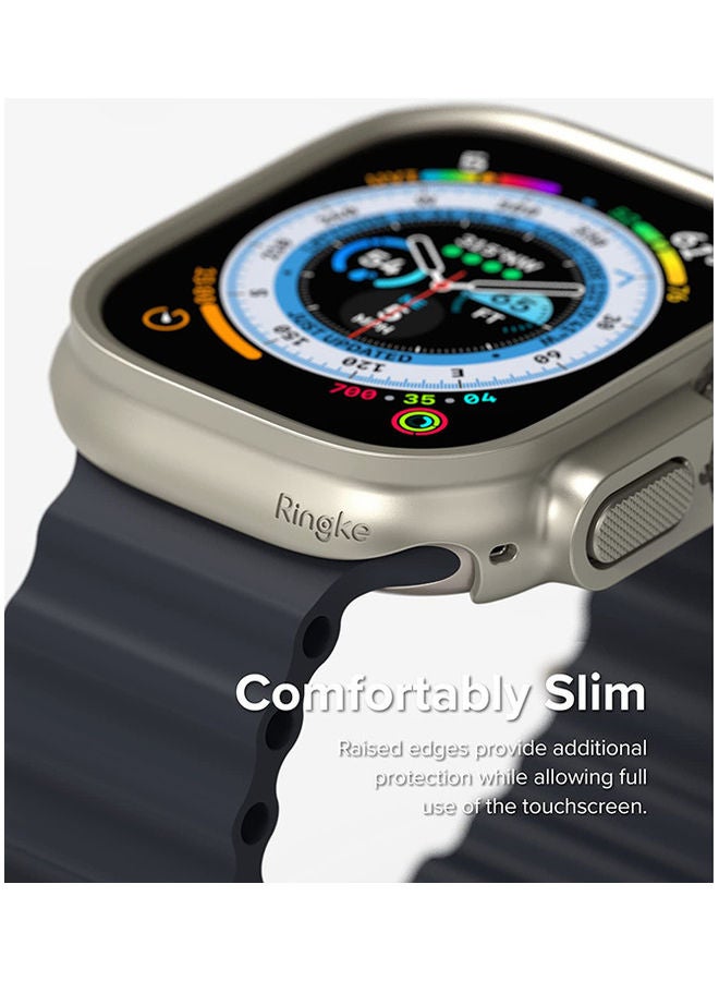 Ringke Slim Case For Apple Watch Ultra 49mm Bezel Frame Only Premium Polycarbonate Hard Thin Cover Pack Of 2 Clear/Titanium Grey - Image 5