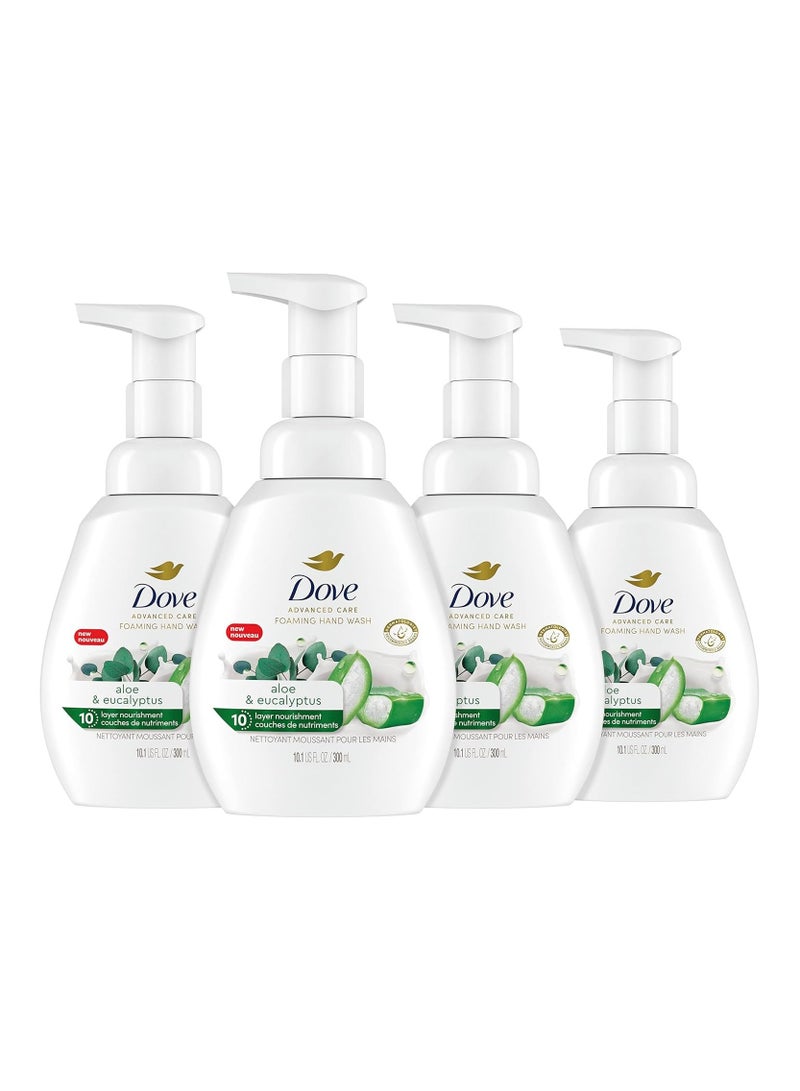 Dove Nourishing Foaming Hand Wash For Clean and Softer Hands Aloe and Eucalyptus Cleanser That Washes Away Dirt and Germs 10.1 oz 4 Count