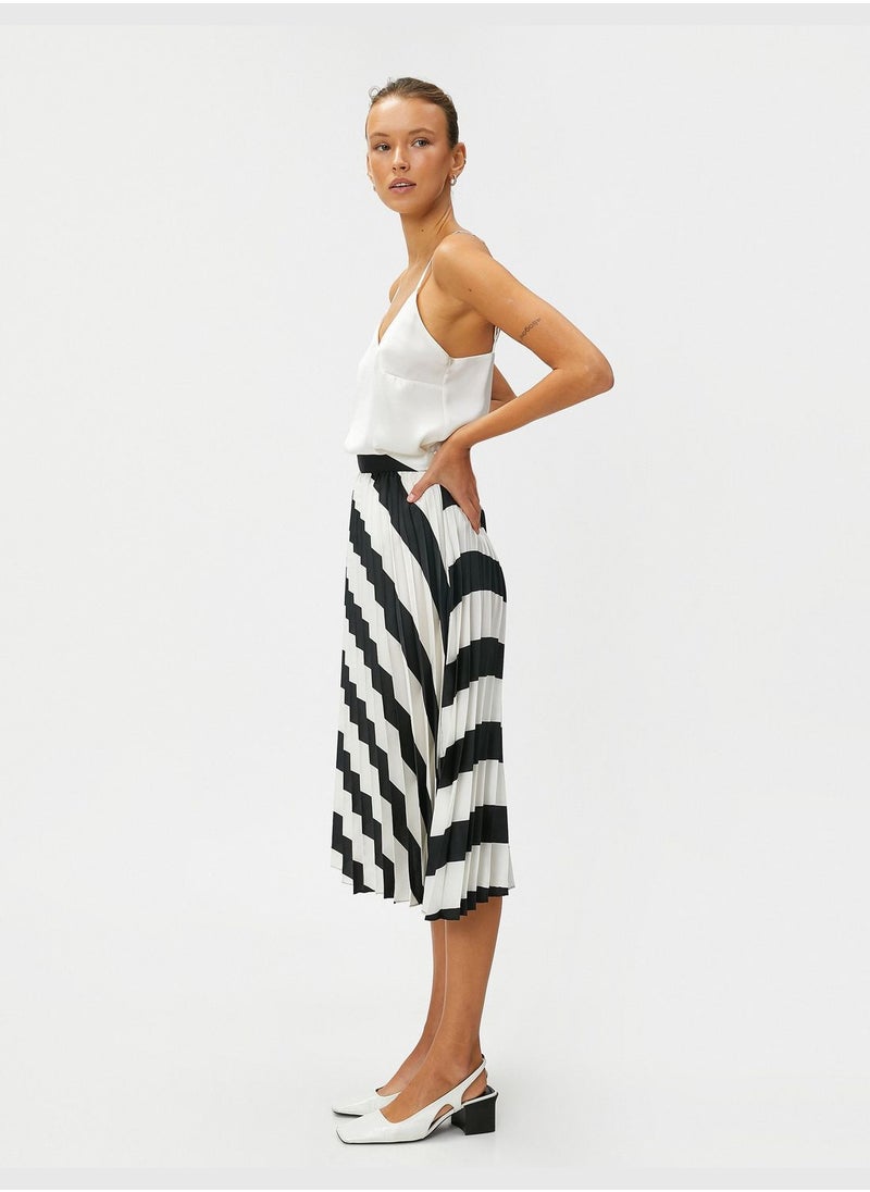 KOTON A Line Satin Pleated Midi Skirt  - Image 2