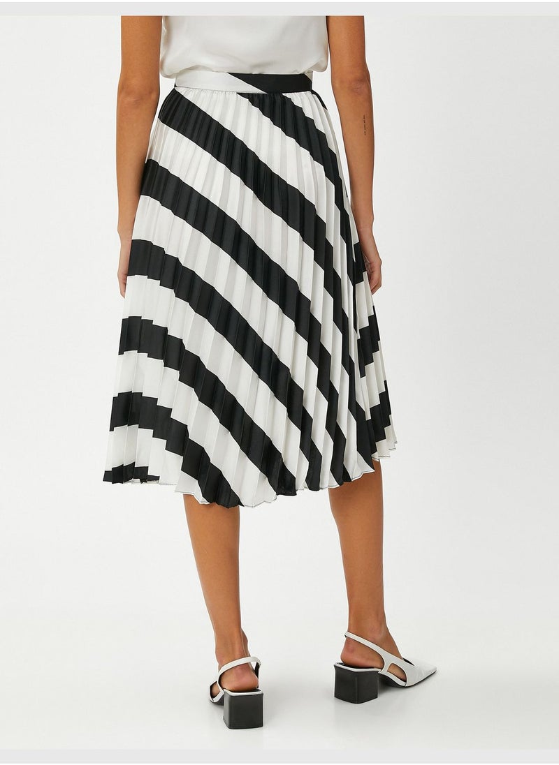 KOTON A Line Satin Pleated Midi Skirt  - Image 4