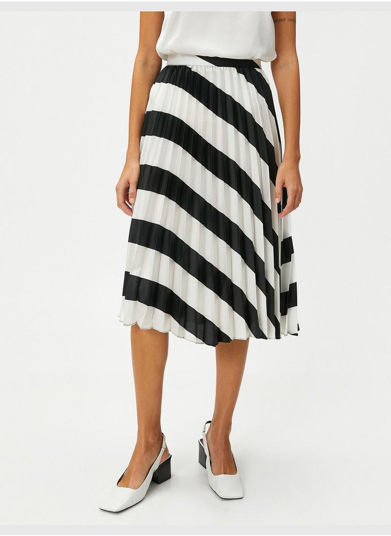 KOTON A Line Satin Pleated Midi Skirt  - Image 3