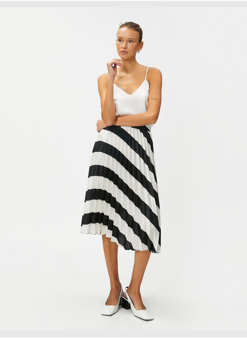KOTON A Line Satin Pleated Midi Skirt  - Image 1