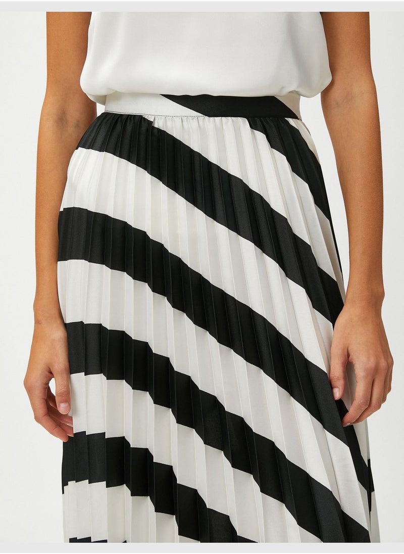 KOTON A Line Satin Pleated Midi Skirt  - Image 5