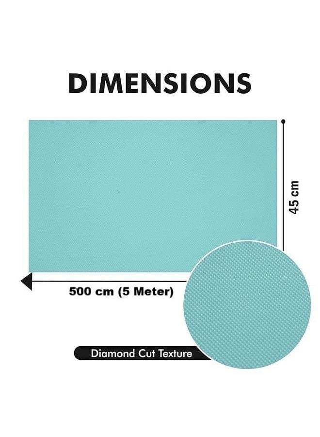 ElastPro حصيرة/ورقة مضادة للانزلاق متعددة الأغراض من إيلست برو (45 سم × 5 م) من EVA بدرجة غذائية قابلة للغسل للثلاجة، بطانة الرف، الطاولة، درج المطبخ (نقش ماسي، أزرق فاتح) - Image 2