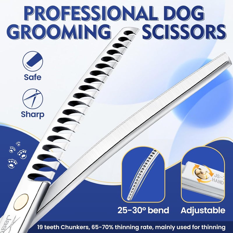 7.5 Inch Curved Chunker Scissors for Dogs - 19 Teeth Professional Thinning Scissors - Image 2
