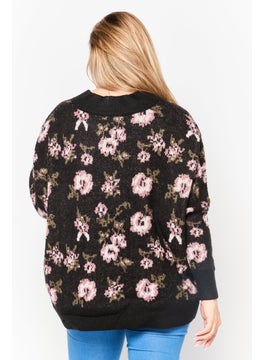 Black Tape Women V-Neck Floral Print Sweater, Multicolor  - Image 4