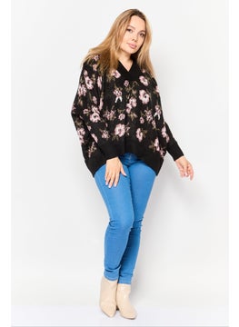 Black Tape Women V-Neck Floral Print Sweater, Multicolor  - Image 2