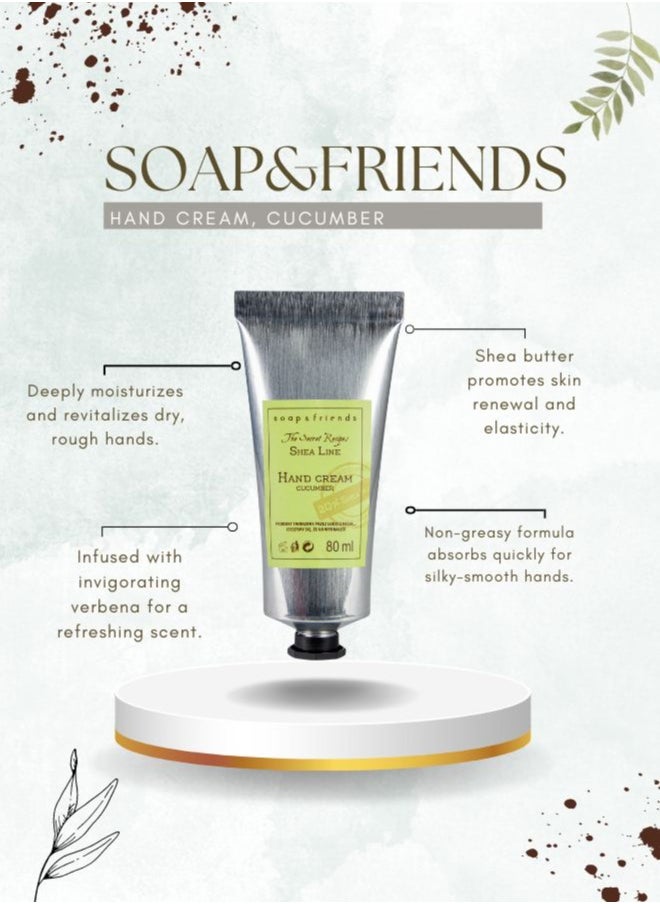 Soap&Friends Soap&Friends Hydrating Hand Cream 80ml – 20% Organic Shea Butter with Soothing Cucumber – Natural, Cruelty-Free Hand Moisturizer  - Image 3