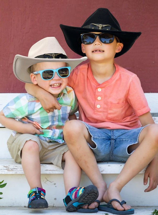 Jastore Western Cowboy Hat for Kids Boy Girl Classic Cowboy Cowgirl Dress Up Hat with Buckle Belt, Black, 3-5 Years - Image 5