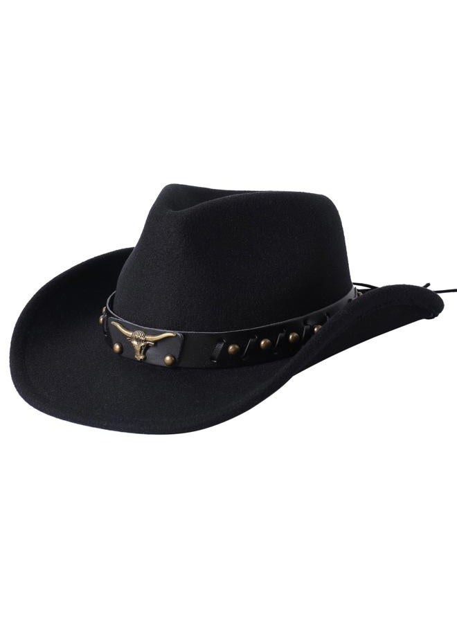 Jastore Western Cowboy Hat for Kids Boy Girl Classic Cowboy Cowgirl Dress Up Hat with Buckle Belt, Black, 3-5 Years - Image 3