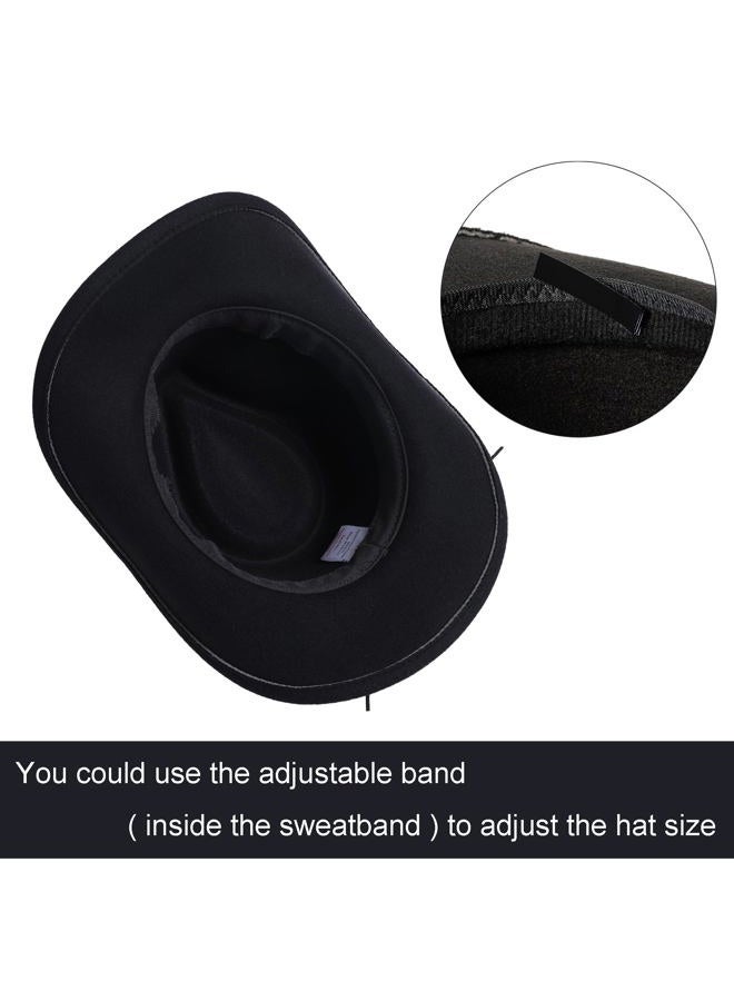 Jastore Western Cowboy Hat for Kids Boy Girl Classic Cowboy Cowgirl Dress Up Hat with Buckle Belt, Black, 3-5 Years - Image 4
