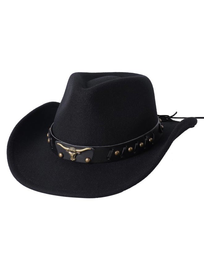 Jastore Western Cowboy Hat for Kids Boy Girl Classic Cowboy Cowgirl Dress Up Hat with Buckle Belt, Black, 3-5 Years - Image 2