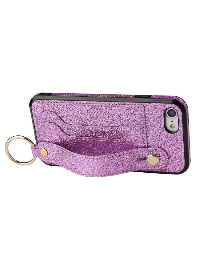 اس-توب جراب لهاتف iPhone SE 2022 / SE 2020 / 8 / 7 جراب واقٍ مقاوم للصدمات من مادة البولي يوريثان الحراري والبولي يوريثان اللامع مع حامل وفتحات للبطاقات وحزام معصم - Image 3