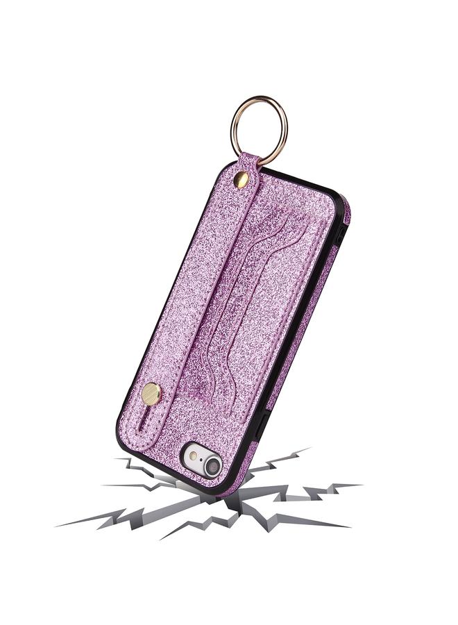 اس-توب جراب لهاتف iPhone SE 2022 / SE 2020 / 8 / 7 جراب واقٍ مقاوم للصدمات من مادة البولي يوريثان الحراري والبولي يوريثان اللامع مع حامل وفتحات للبطاقات وحزام معصم - Image 5