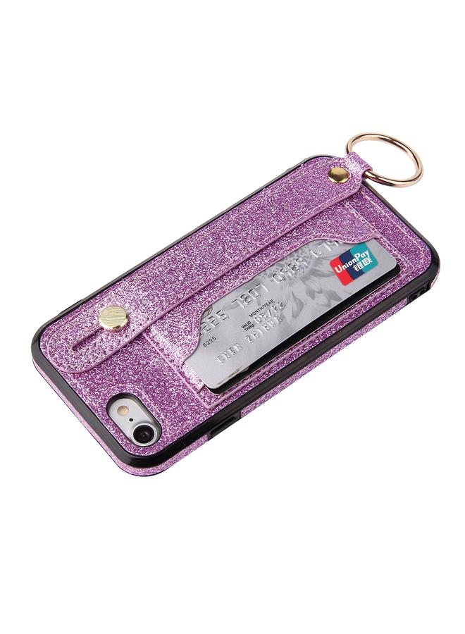 اس-توب جراب لهاتف iPhone SE 2022 / SE 2020 / 8 / 7 جراب واقٍ مقاوم للصدمات من مادة البولي يوريثان الحراري والبولي يوريثان اللامع مع حامل وفتحات للبطاقات وحزام معصم - Image 4