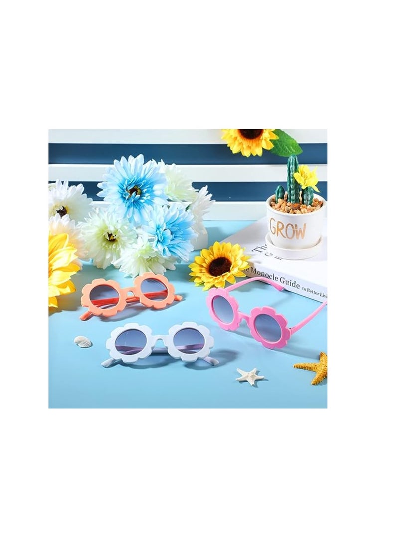 SOLARAE Kids Flower Sunglasses Toddler Girls Round Flower Glasses Baby Cute Sunglasses Outdoor Beach Colorful Eyewear 1 Pieces PINK - Image 4