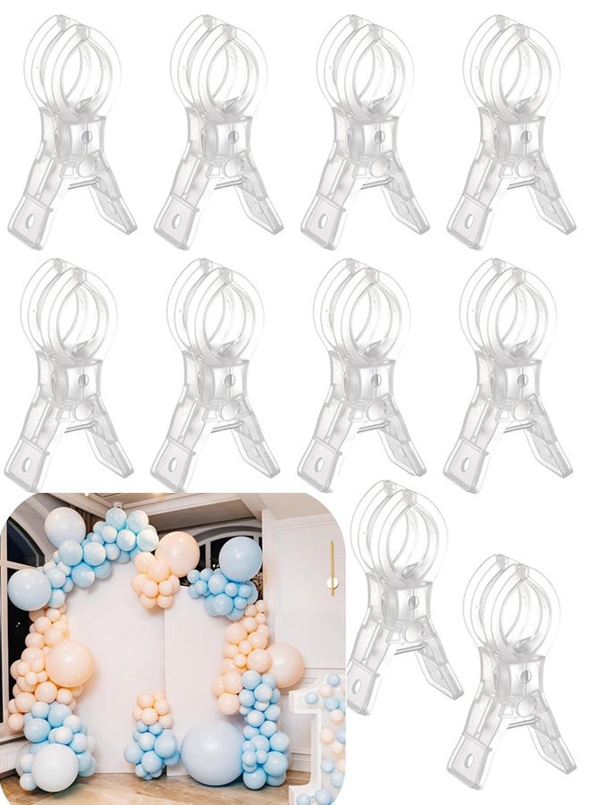 10 Pack Large Balloon Arch Clips Plastic Transparent Backdrop Spring Clamps 3.5 Inch Heavy Duty Clip for Balloon Arch Kit Birthday Decoration Crafts Woodworking Photography Studios - Image 1
