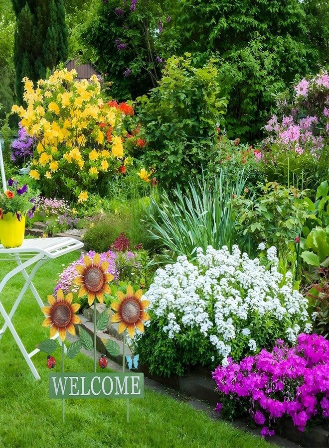 hogardeck Garden Decor for Outside, Metal Sunflower Butterfly Decorative Garden Stakes for Spring Decor, Yard Art Welcome Sign for Outdoor Lawn Porch Pathway Backyard Patio Decorations - Image 3
