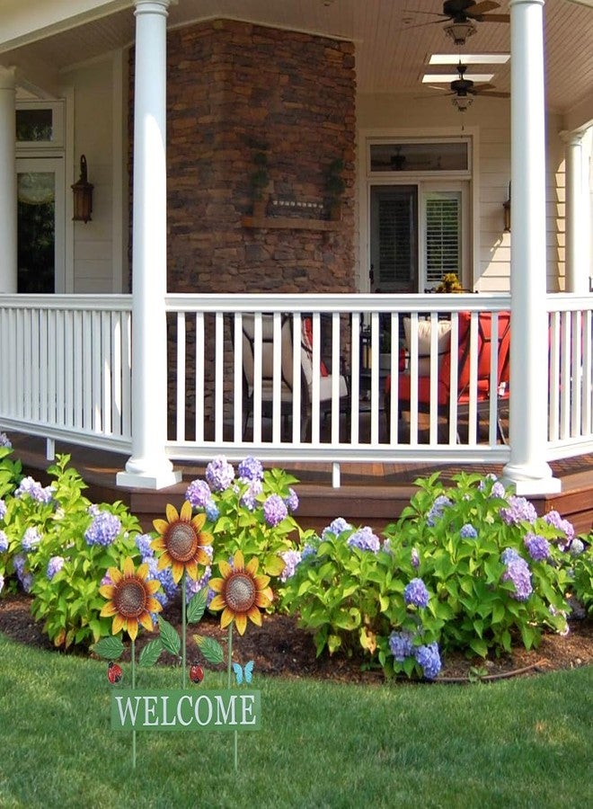 hogardeck Garden Decor for Outside, Metal Sunflower Butterfly Decorative Garden Stakes for Spring Decor, Yard Art Welcome Sign for Outdoor Lawn Porch Pathway Backyard Patio Decorations - Image 4