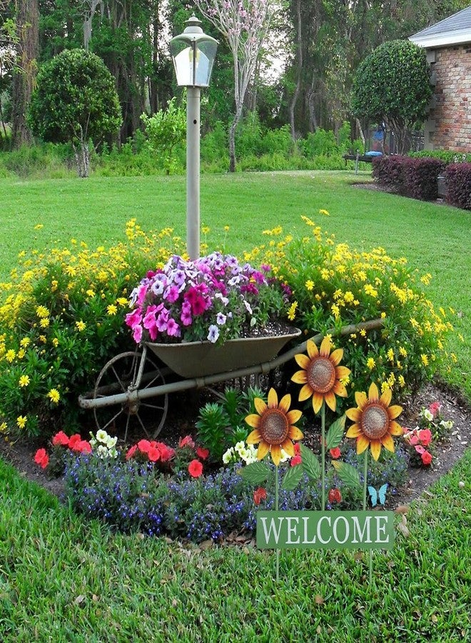hogardeck Garden Decor for Outside, Metal Sunflower Butterfly Decorative Garden Stakes for Spring Decor, Yard Art Welcome Sign for Outdoor Lawn Porch Pathway Backyard Patio Decorations - Image 5