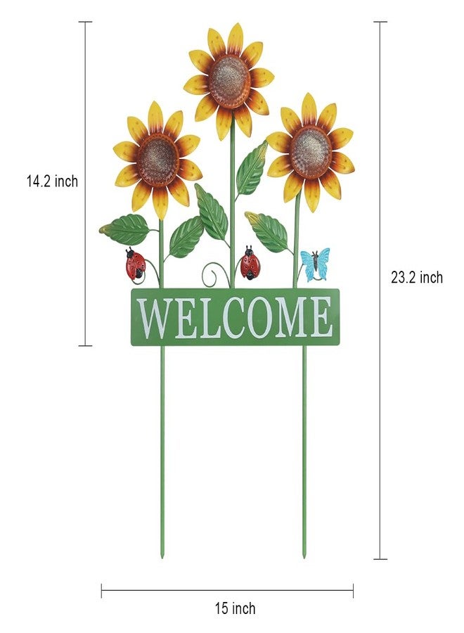 hogardeck Garden Decor for Outside, Metal Sunflower Butterfly Decorative Garden Stakes for Spring Decor, Yard Art Welcome Sign for Outdoor Lawn Porch Pathway Backyard Patio Decorations - Image 2