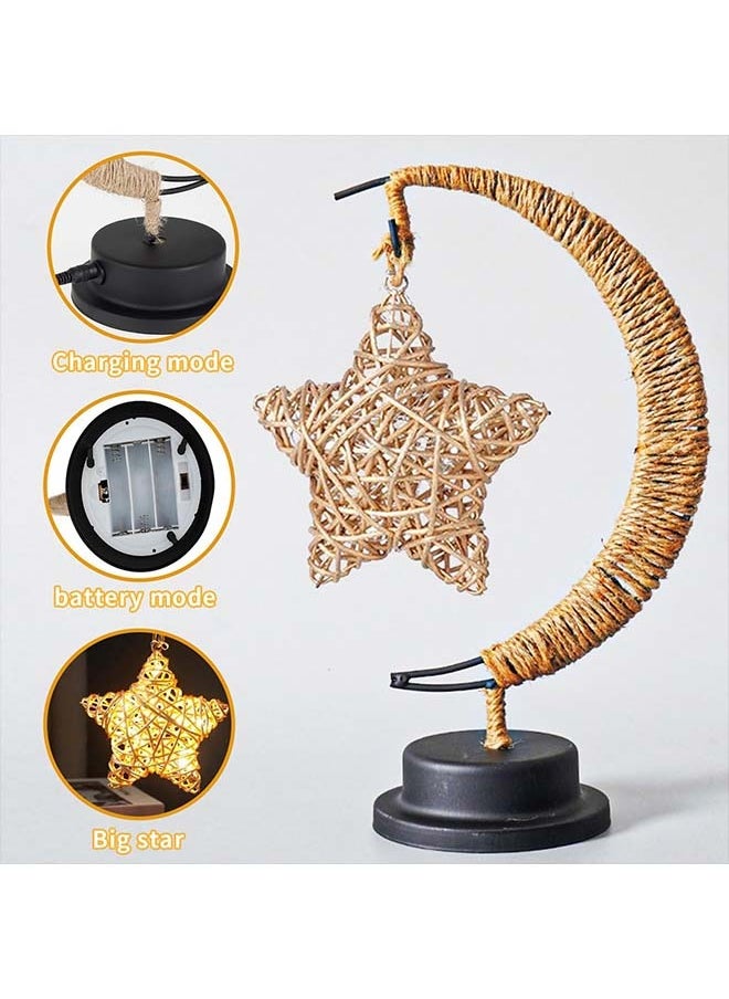 Yoawllty - Ramadan Night Light, Ramadan Lights, Ramadan Decoration Star and Moon Table Lamp for Living Room, Party Gift - Image 1