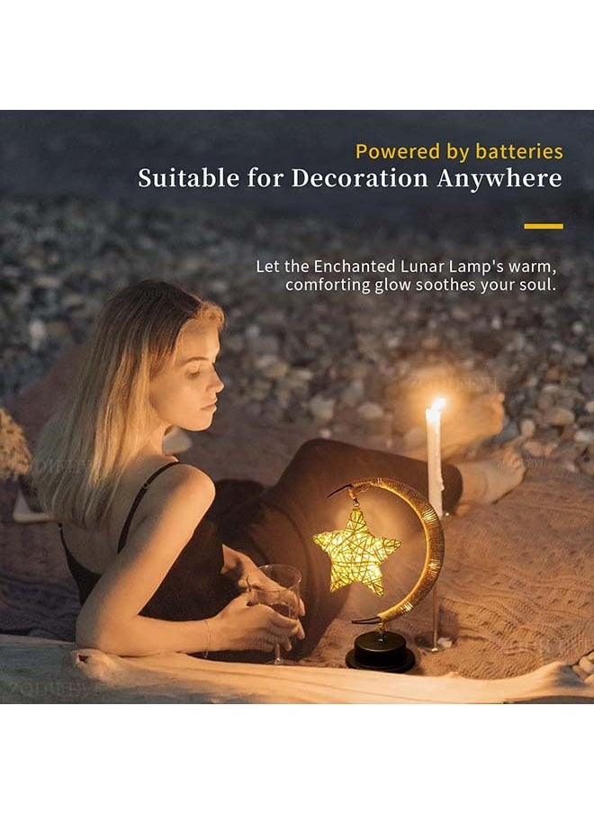 Yoawllty - Ramadan Night Light, Ramadan Lights, Ramadan Decoration Star and Moon Table Lamp for Living Room, Party Gift - Image 1