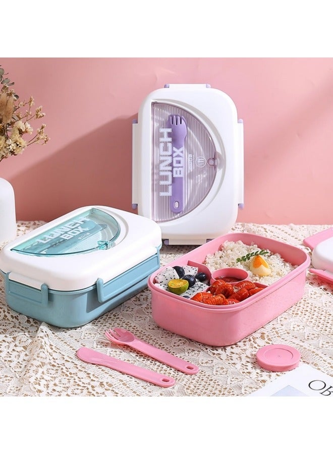 جيجيرو طقم صندوق غداء بينتو مع كوب ماء للأطفال، 1000 مل طقم صندوق غداء بينتو مع زجاجة ماء 400 مل، 4 أقسام صندوق غداء مع أدوات مائدة وحاويات صلصة، أخضر - Image 5