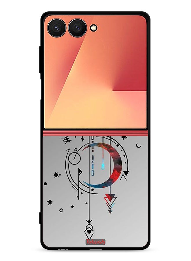 Tolwak Samsung Galaxy Z Flip7 Protective Case Cover Moon And Arrows Art Pattern - Image 1