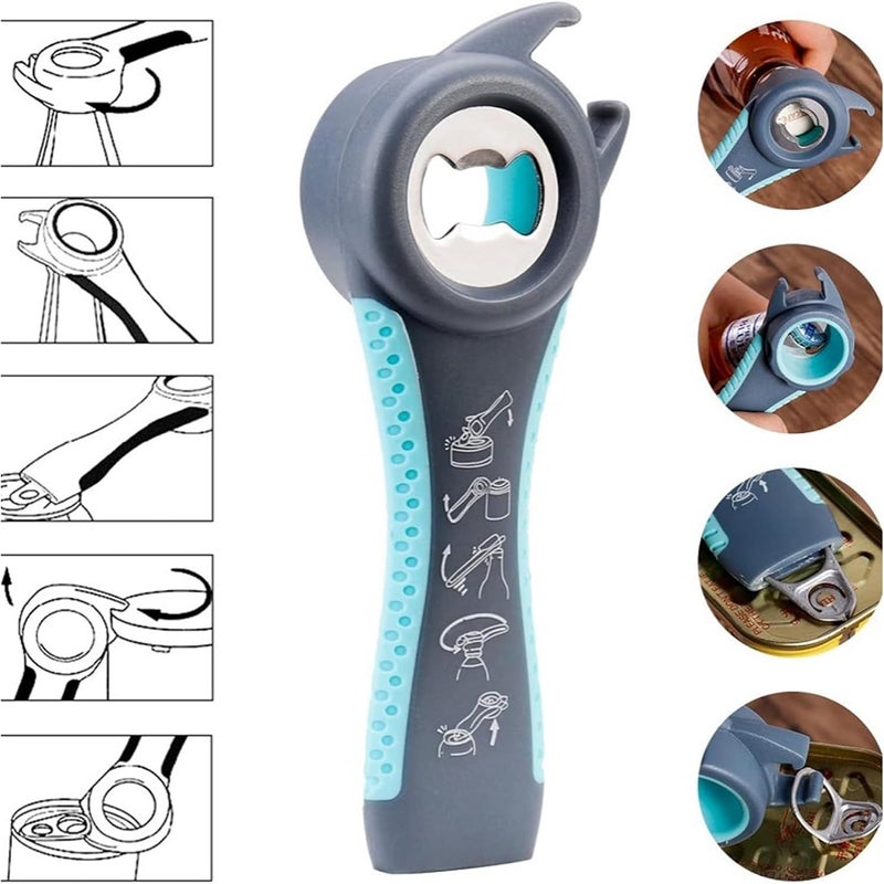 GZLT Bottle Opener for Arthritic Hand,Jar Opener for Old People, Children, Women, Those with Weak Hands,Multifunctional Kitchen Gadgets (05-Blue) - Image 5