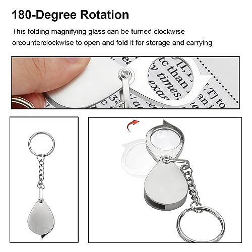 Rongon Small Pocket Magnifying Glass 10X Jewelers Loupe Magnifier Folding Magnifying Lens Keychain Jewelry Loop for Apply to Reading Science Jewelry Hobbies Books - Image 3
