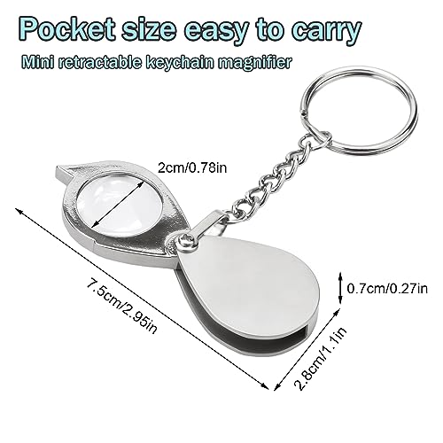 Rongon Small Pocket Magnifying Glass 10X Jewelers Loupe Magnifier Folding Magnifying Lens Keychain Jewelry Loop for Apply to Reading Science Jewelry Hobbies Books - Image 2