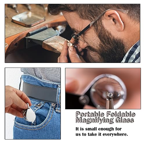 Rongon Small Pocket Magnifying Glass 10X Jewelers Loupe Magnifier Folding Magnifying Lens Keychain Jewelry Loop for Apply to Reading Science Jewelry Hobbies Books - Image 5