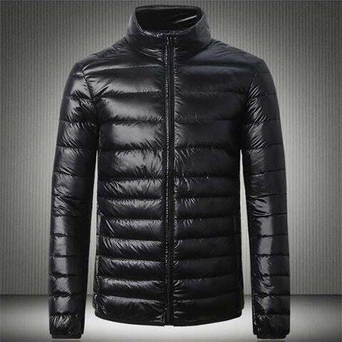 New Light Down Cotton-padded Jacket Mens Short Vertical Collar Jacket Young Mens Thin Down Cotton-padded Jacket Men's Black Collar 