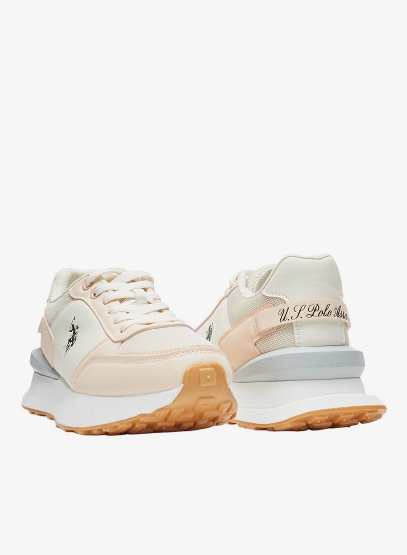 يو اس بولو اسن سنيكرز نسائي بيج ورمادي بنعل أبيض مريح - Image 5