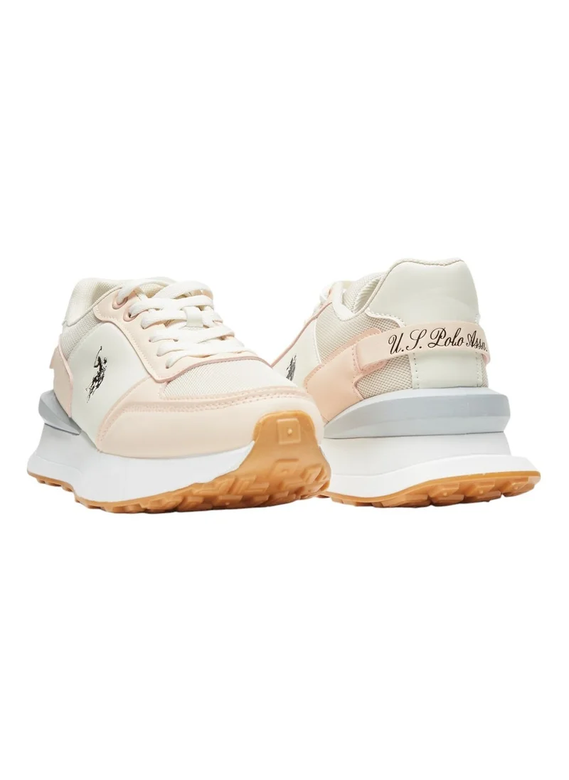 U.S. Polo Assn. Beige Women's Biege and Grey Low-Top Sneakers - Lightweight with White Sole, Comfortable Casual Shoes for Women | Best Price UAE