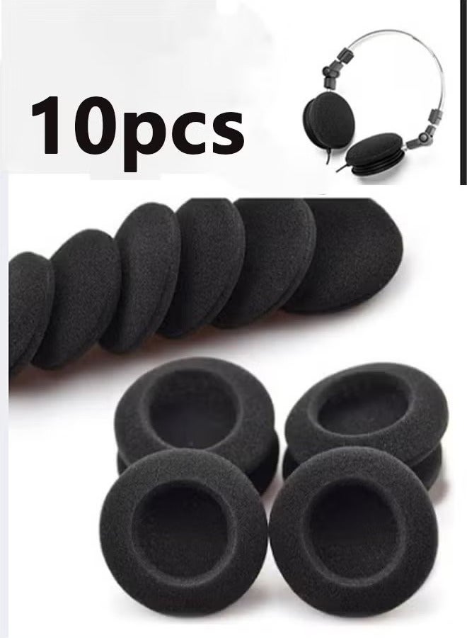 Foam Ear Pad Replacement Cushions Headphone Earphone Headset Disposable Sponge Covers 10 Pairs 60mm 2.4" Replacement Foam Ear Pud Earpads Sponge Cushion Covers Headset Black
