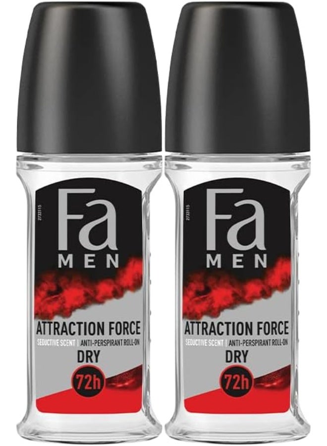 Fa فا رول أون للرجال - جذب 50 مل، عبوة من 2